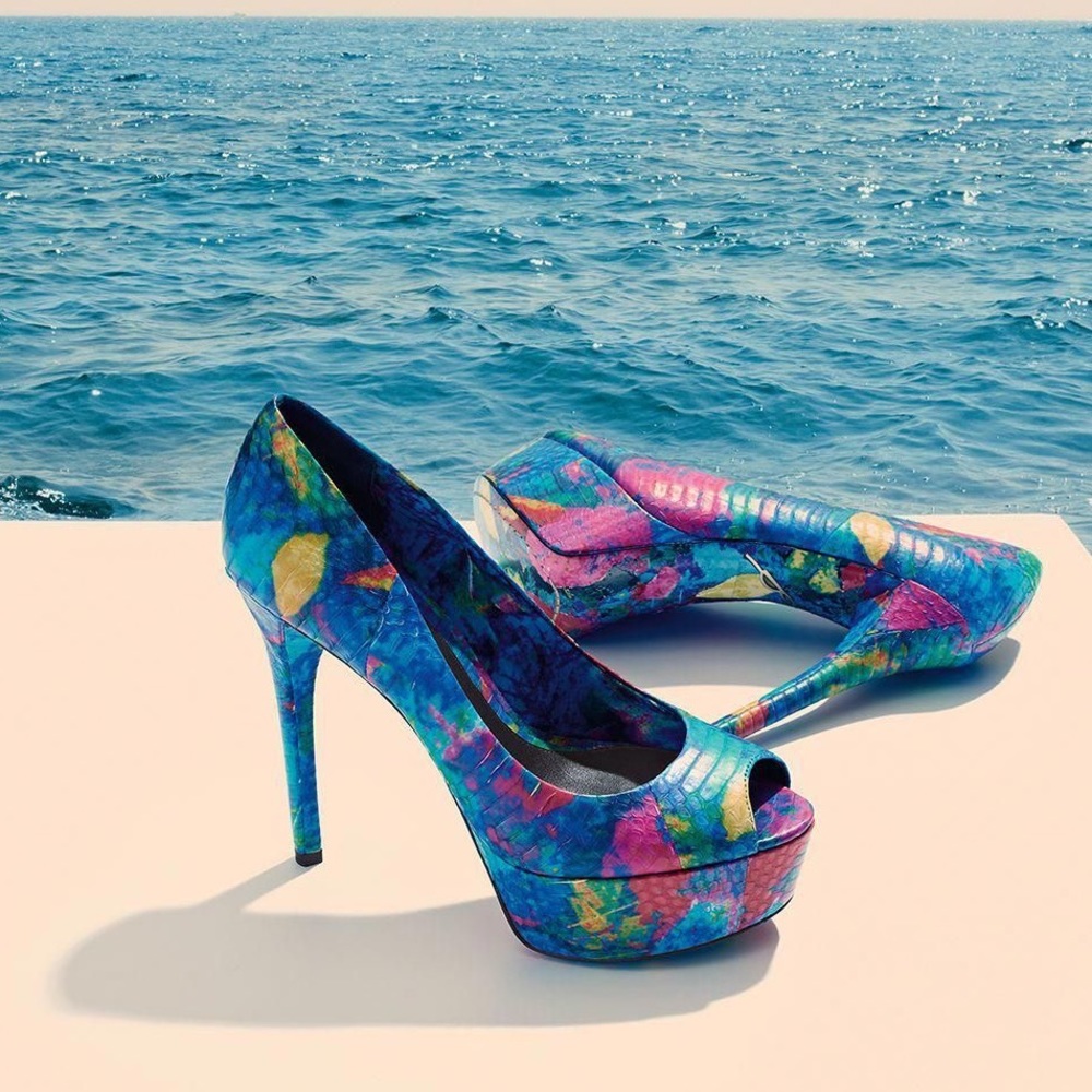 Brian Atwood Bambola Multicolored Peeptoe Pump